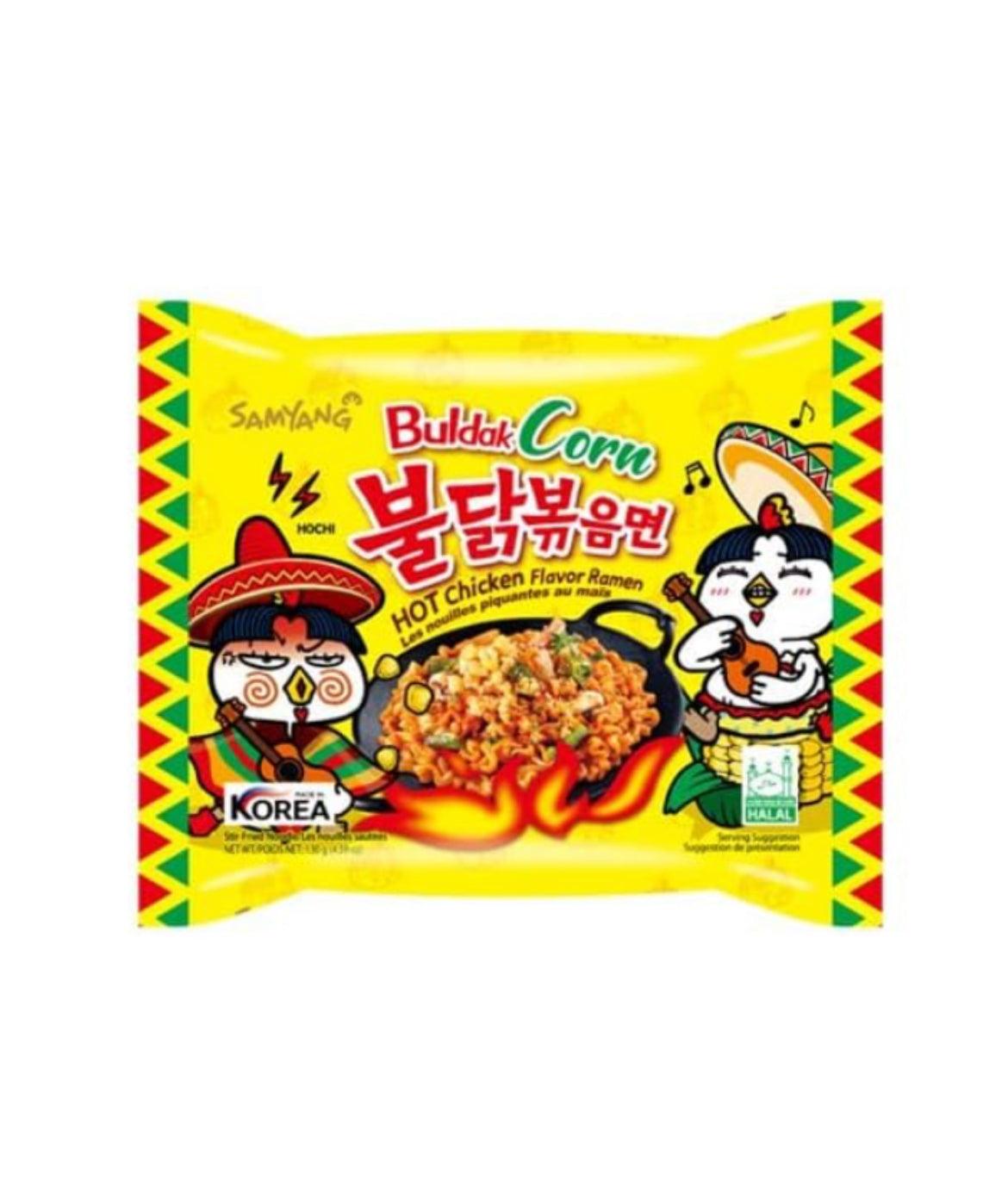 Samyang Buldak Corn Flavour Ramen Noodles (130g) (Halal)