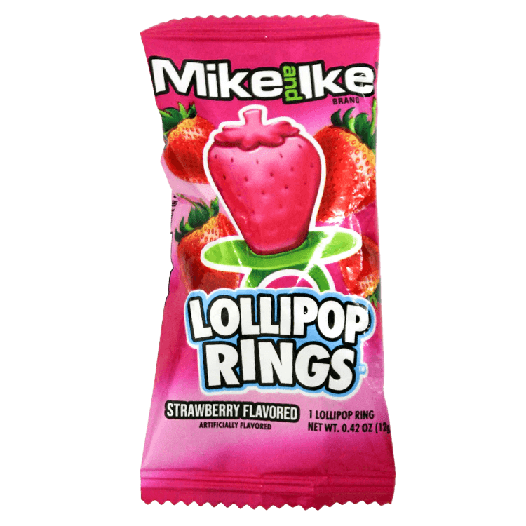Mike & Ike Lollipop Rings Strawberry (12g)