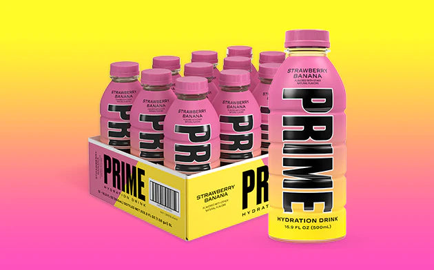 Prime Hydration Strawberry Banana FULL CASE OF 12 IN HAND NOW!