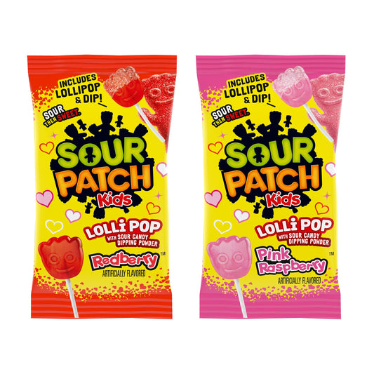 Sour Patch Kids Lollipop With Sour Candy Dipping Powder - 2 Pack