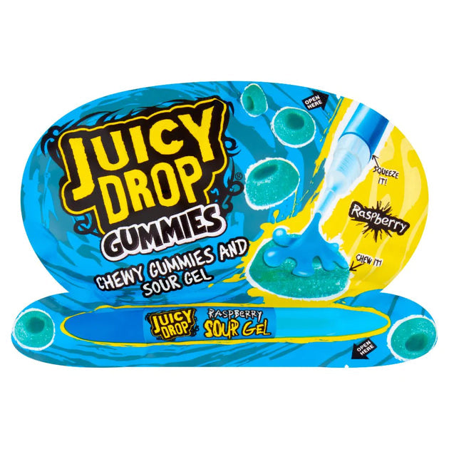 Juicy Drop Gummies Chewy Gummies with Sour Gel - Raspberry (57g)