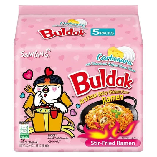 Samyang Buldak Hot Chicken Carbonara Ramen Noodles (130g) (5 Pack)