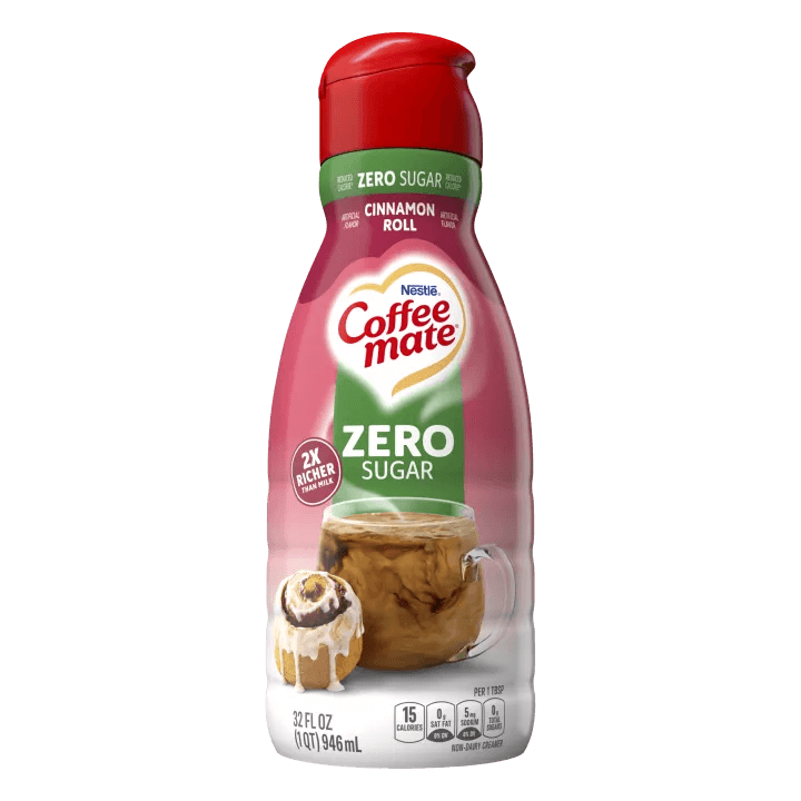 Coffee Mate Cinnamon Roll Zero Sugar Liquid Coffee Creamer Flavour (32oz)