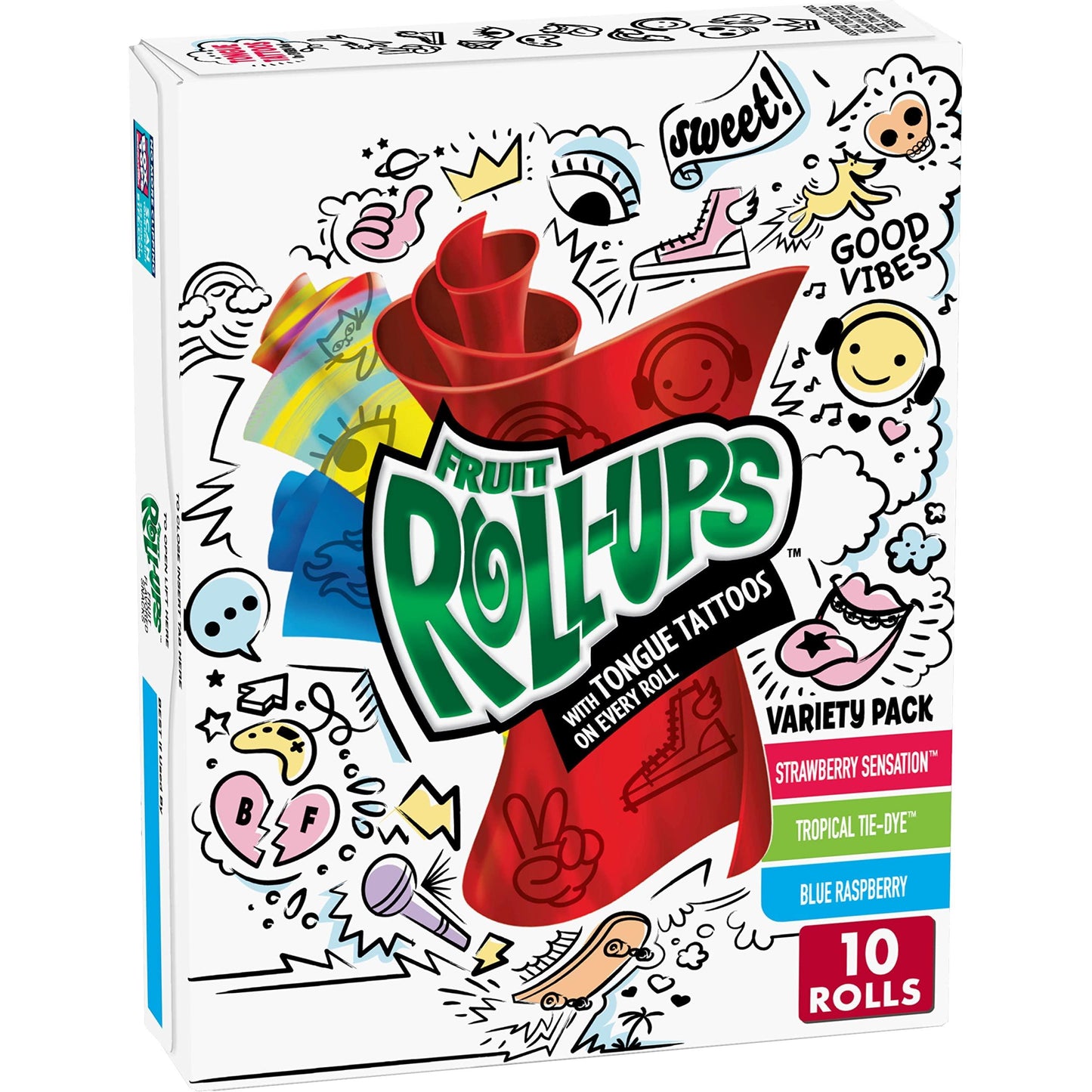Variety Flavours with Tongue Tattoo Fruit Roll Ups Betty Crocker (Full Box of 10)
