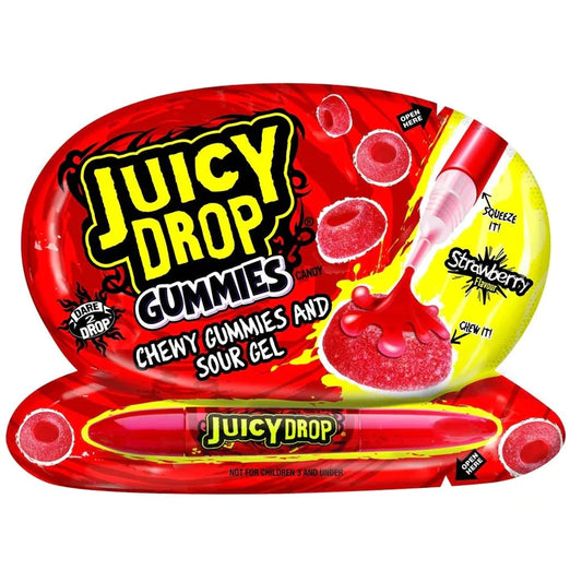 Juicy Drop Gummies Chewy Gummies with Sour Gel - Strawberry (57g)