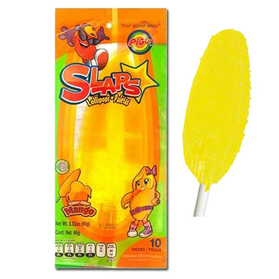 Pigui Mango Slaps 10 Pack Mexican Lollipops - 100g