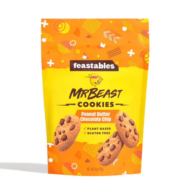 Mr Beast Feastables Milk Chocolate Chip Cookies (170g) + Mr Beast Feastables Peanut Butter Chocolate Chip Cookies  (170g)